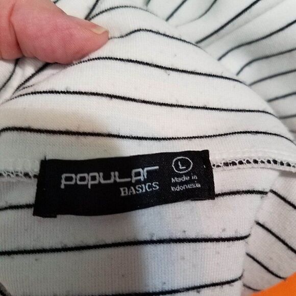 Popular Basics Large Pull Up Striped Black White Pencil Skirt Full Zip Up L - Picture 12 of 12
